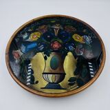 Art Deco painted glass pie dish
