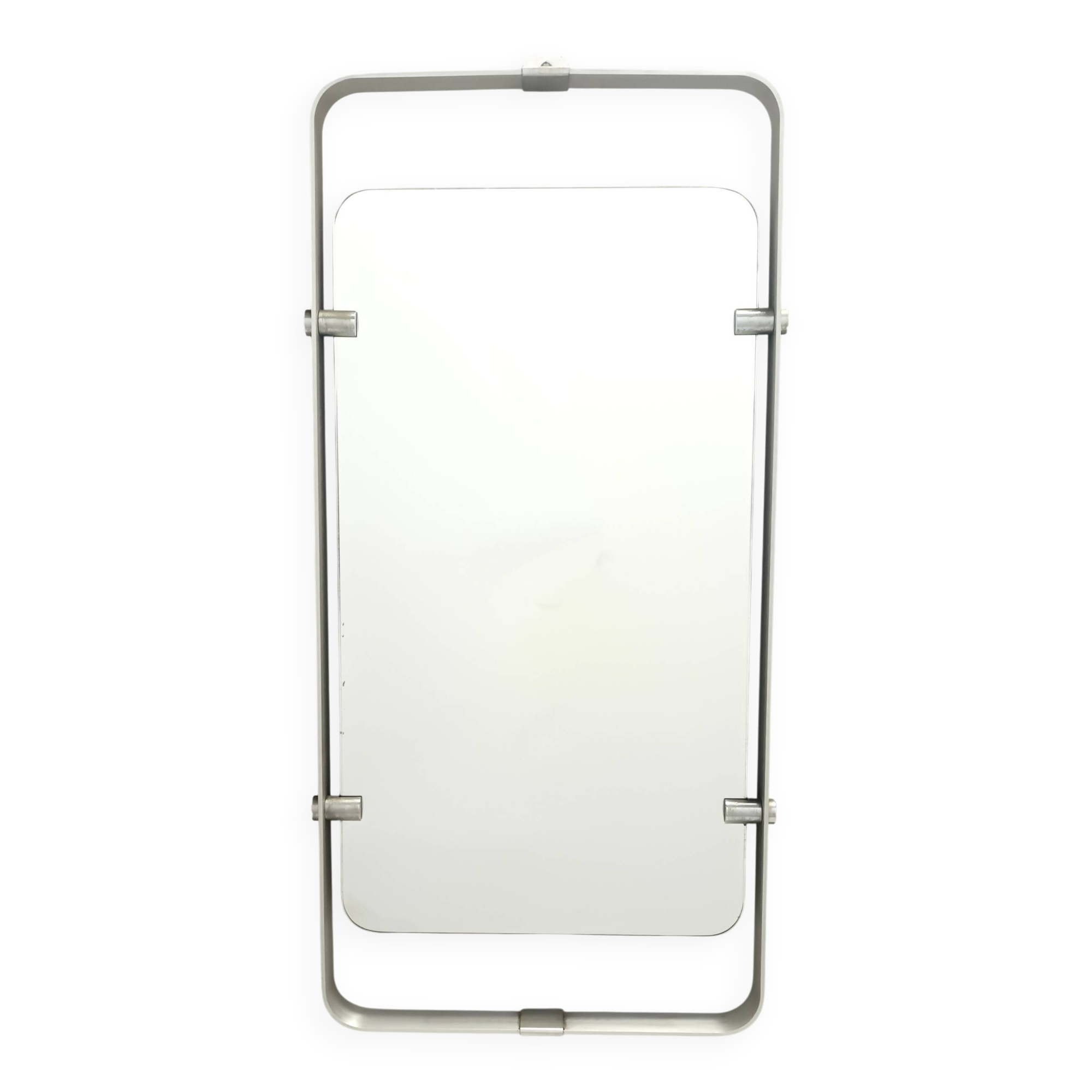 Rectangular Wall Mirror with Silver Glazed Metal Frame, Italy 1970s