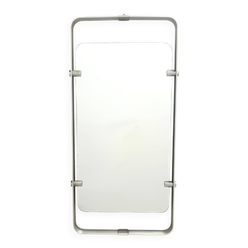 Rectangular Wall Mirror with Silver Glazed Metal Frame, Italy 1970s