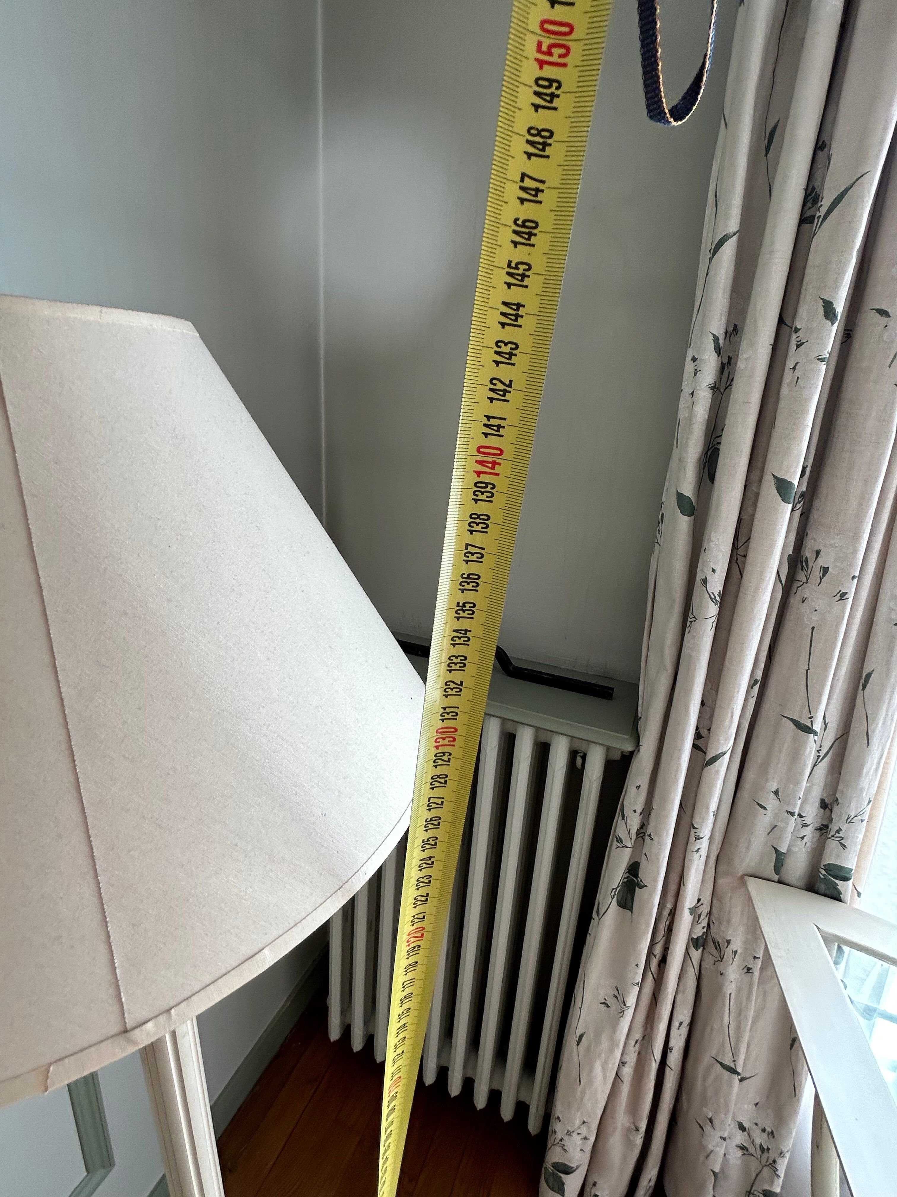 Foot lamp in bleached wood and copper, lampshade in ivory fabric Roche Bobois