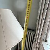 Foot lamp in bleached wood and copper, lampshade in ivory fabric Roche Bobois