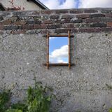 Bamboo-style turned wooden mirror, 1950s