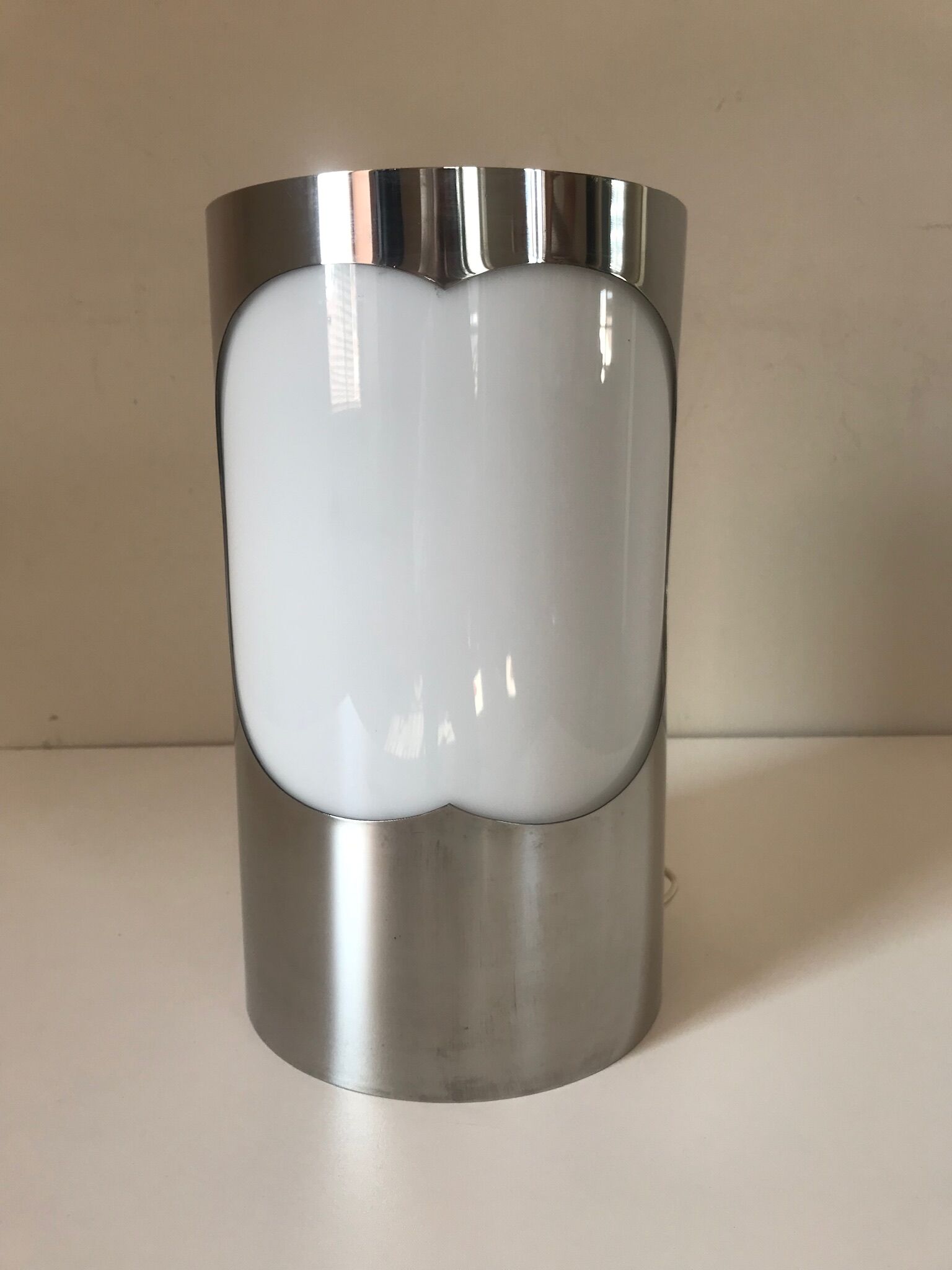 Lamp stainless steel and design perpex Space Age 1970