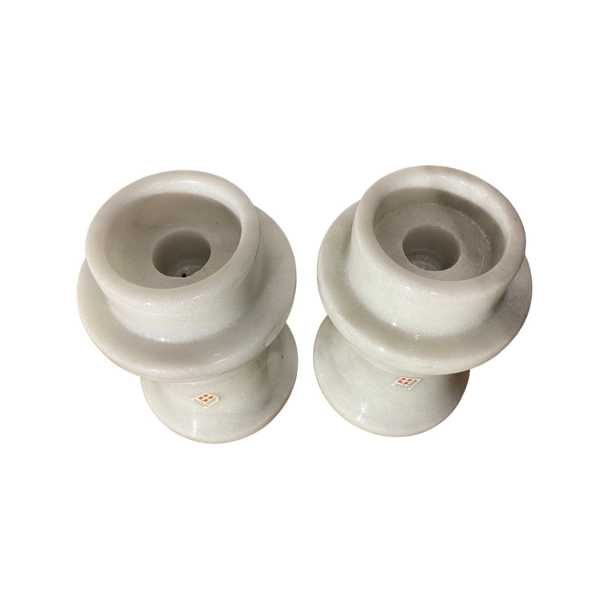 2 Vintage HEMOGRAM Denmark Marble Candlestick Holders | Set of 2 Candle Stick Holders