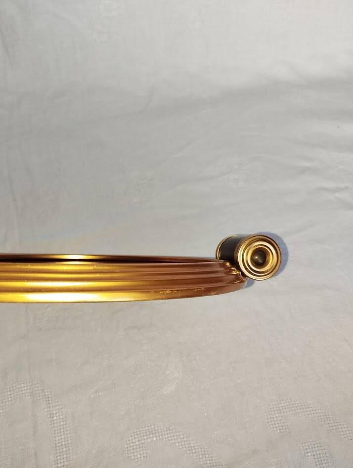 Art Deco plateau in red glass and brass – Bakelite handles, circa 1930