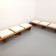 Pair of vintage  Perriand style  pine benches