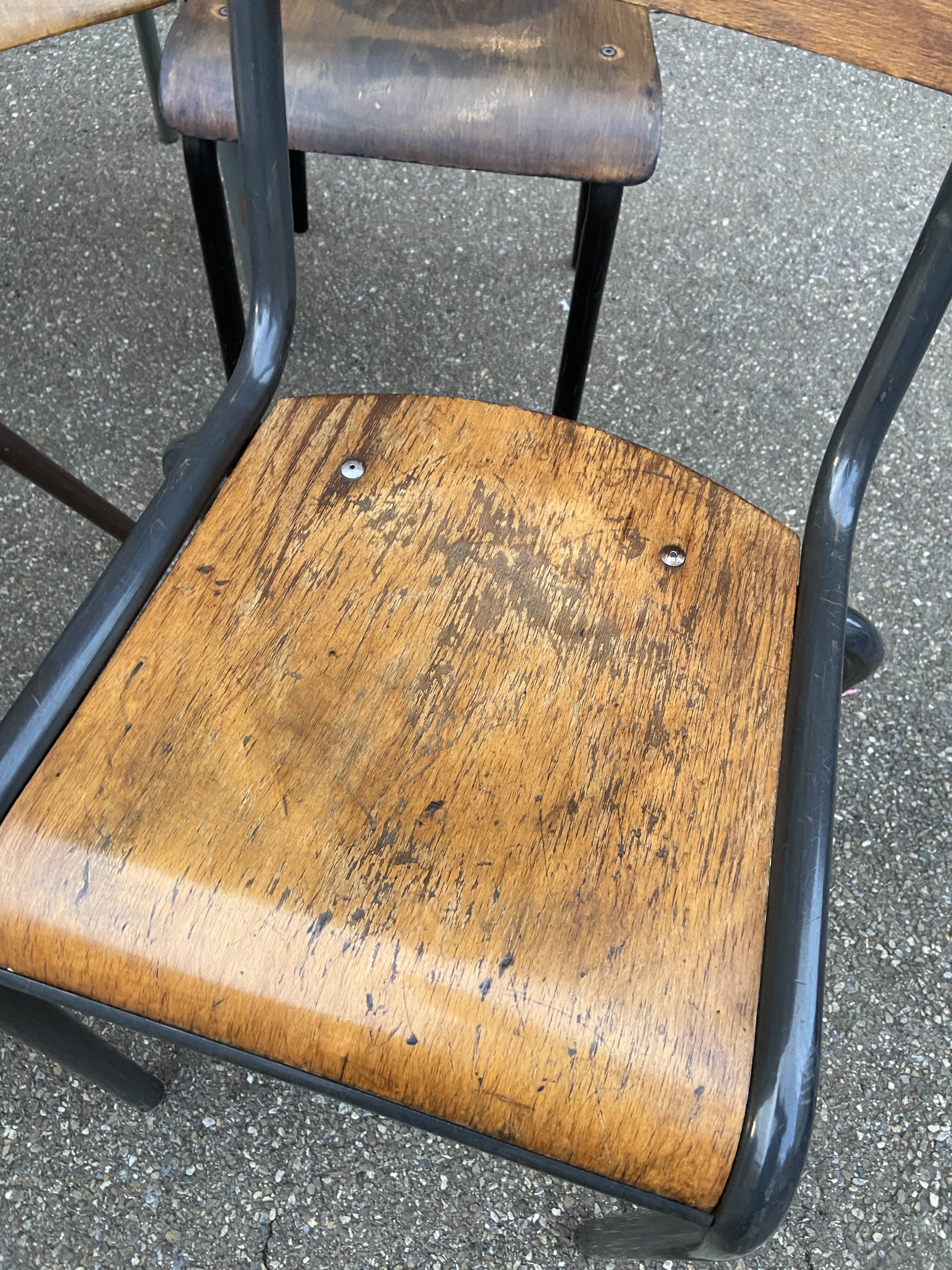 Set of 10 vintage mismatched industrial chairs mullca