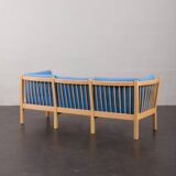 Danish mid century deep blue three seater sofa attr. to Stouby, 1980s.