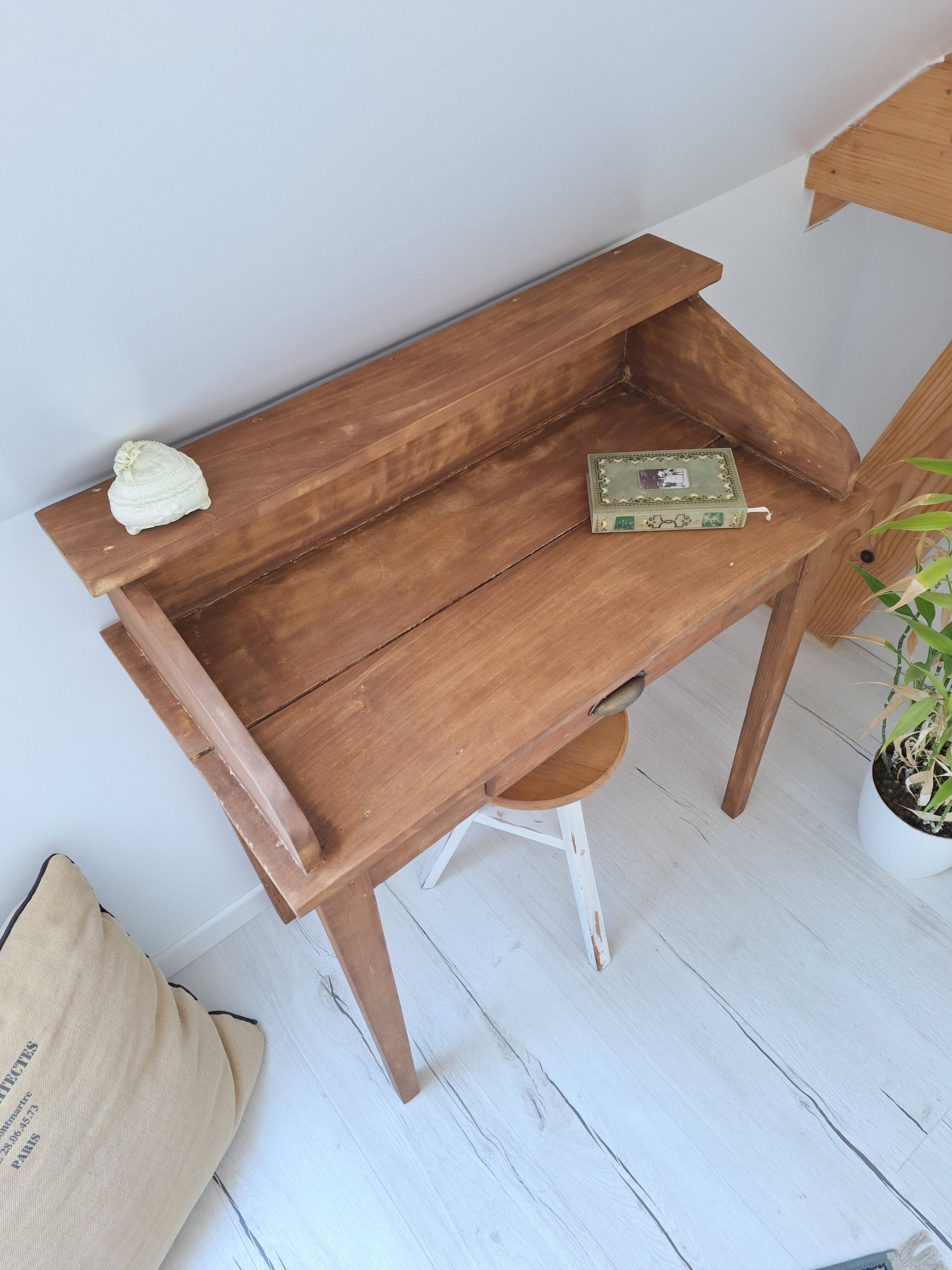 Solid wood tiered desk in a country style