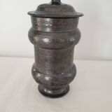 Covered pot on shower foot in black glazed chamotte terracotta Jean Marais