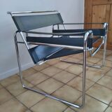 Chrome and black leather Wassily chair by Marcel Breuer