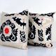 Set of 2 vintage embroidered cushion covers 53x53 cm