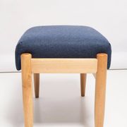 Pair of vintage navy blue wool stools from the mid-20th century, Edmund Homa, 1960s.