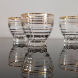 6 gobelets en verre transparent liseré doré