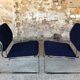 Paire de fauteuils vintage chrome et microfibre bleue circa 70