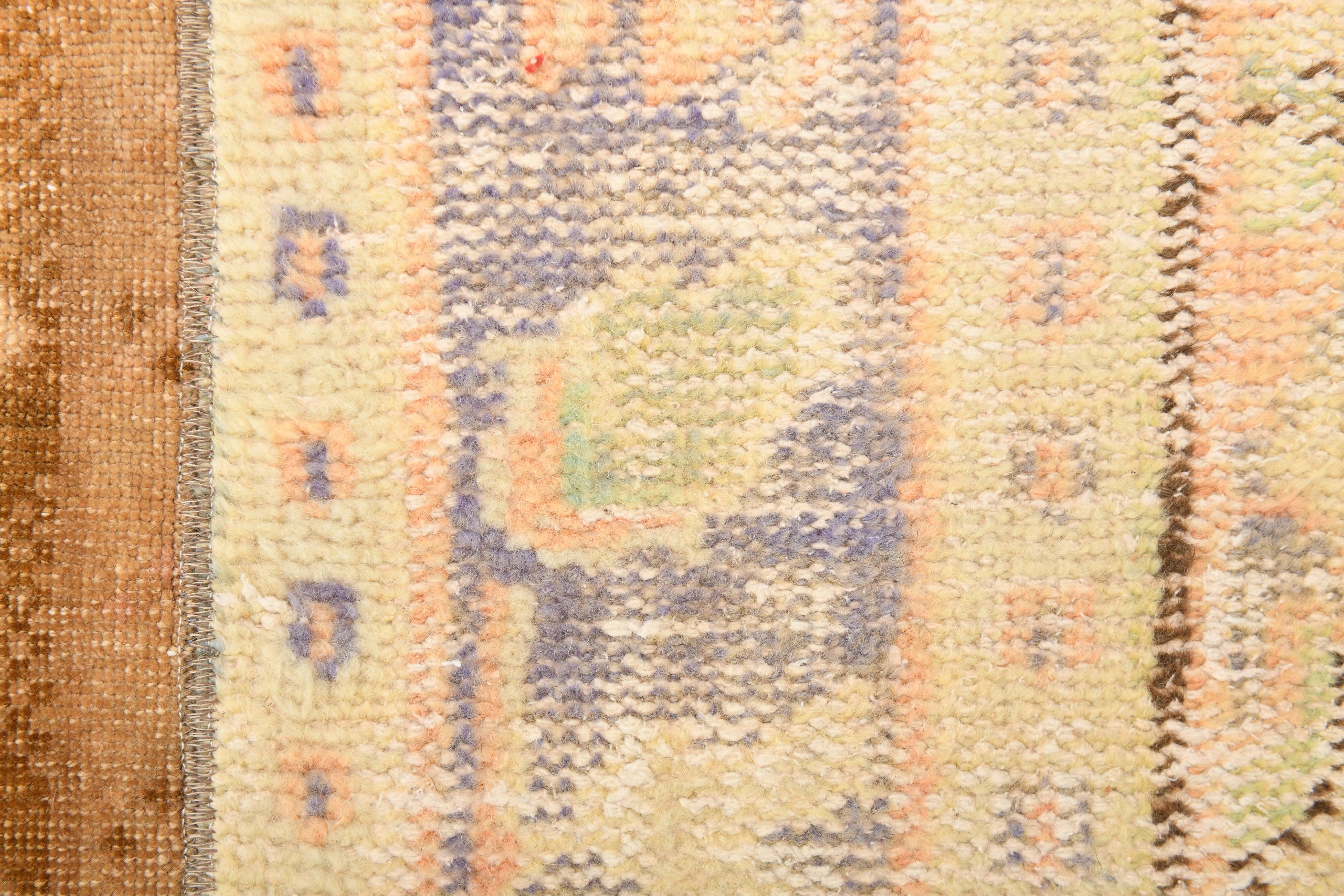 Tapis de couloir vintage pêche et crème 2x8, 57x246 cm