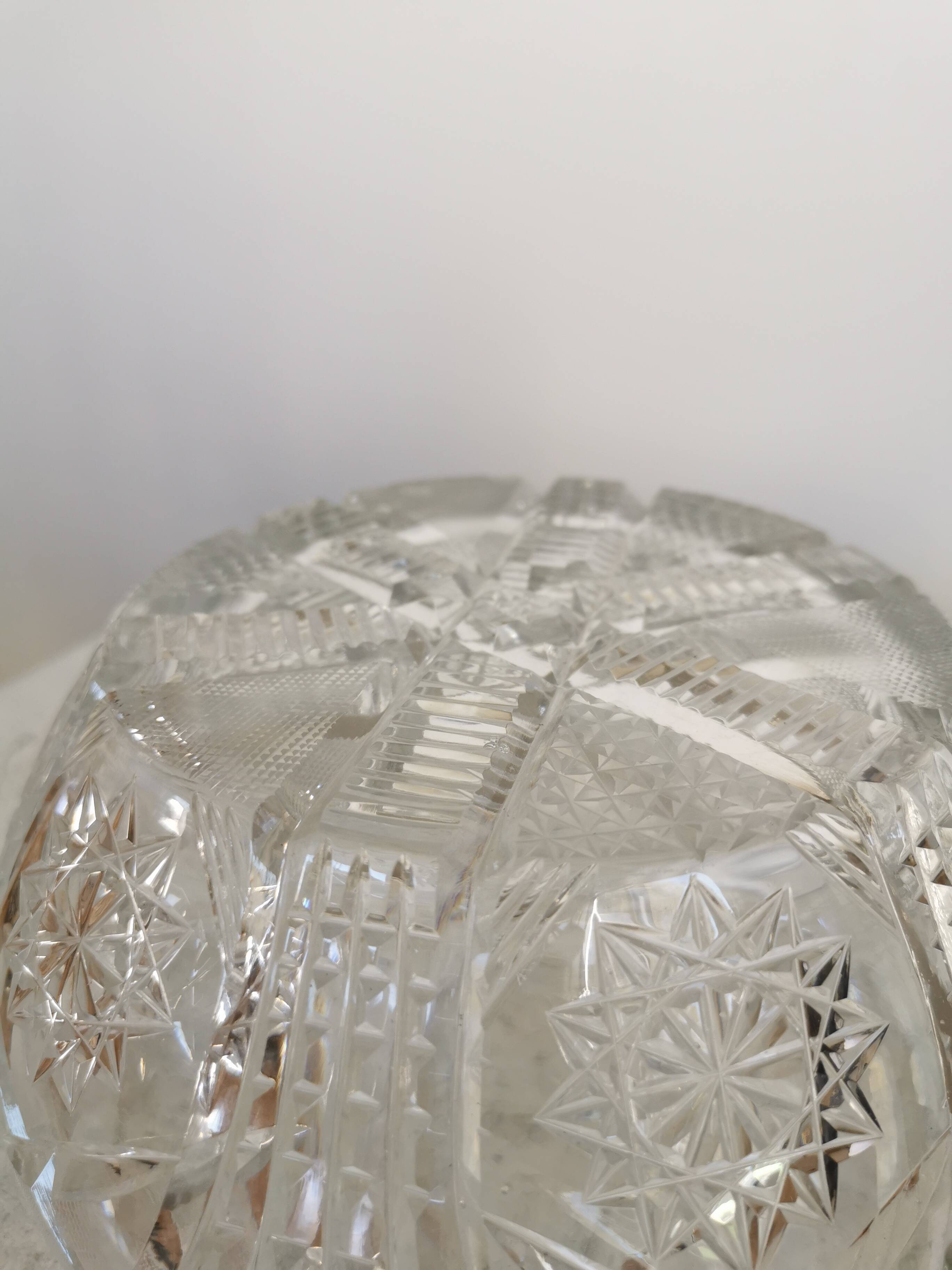 Bol en cristal de plomb vintage des années 1970 : pièce maîtresse de table bohémienne