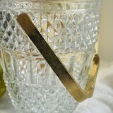 Vintage gold cast glass ice bucket.