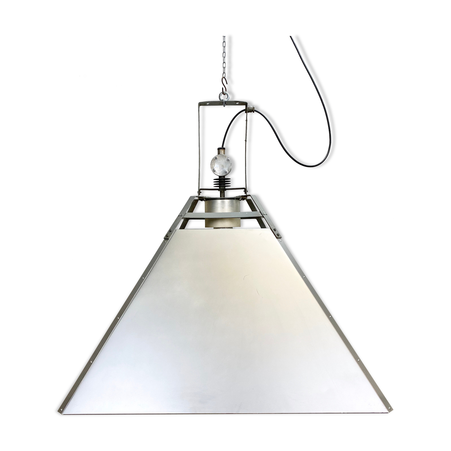 Silver industrial ceiling lamp, 1970s