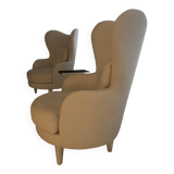 Pair of wingback armchairs - khaki kroener designer