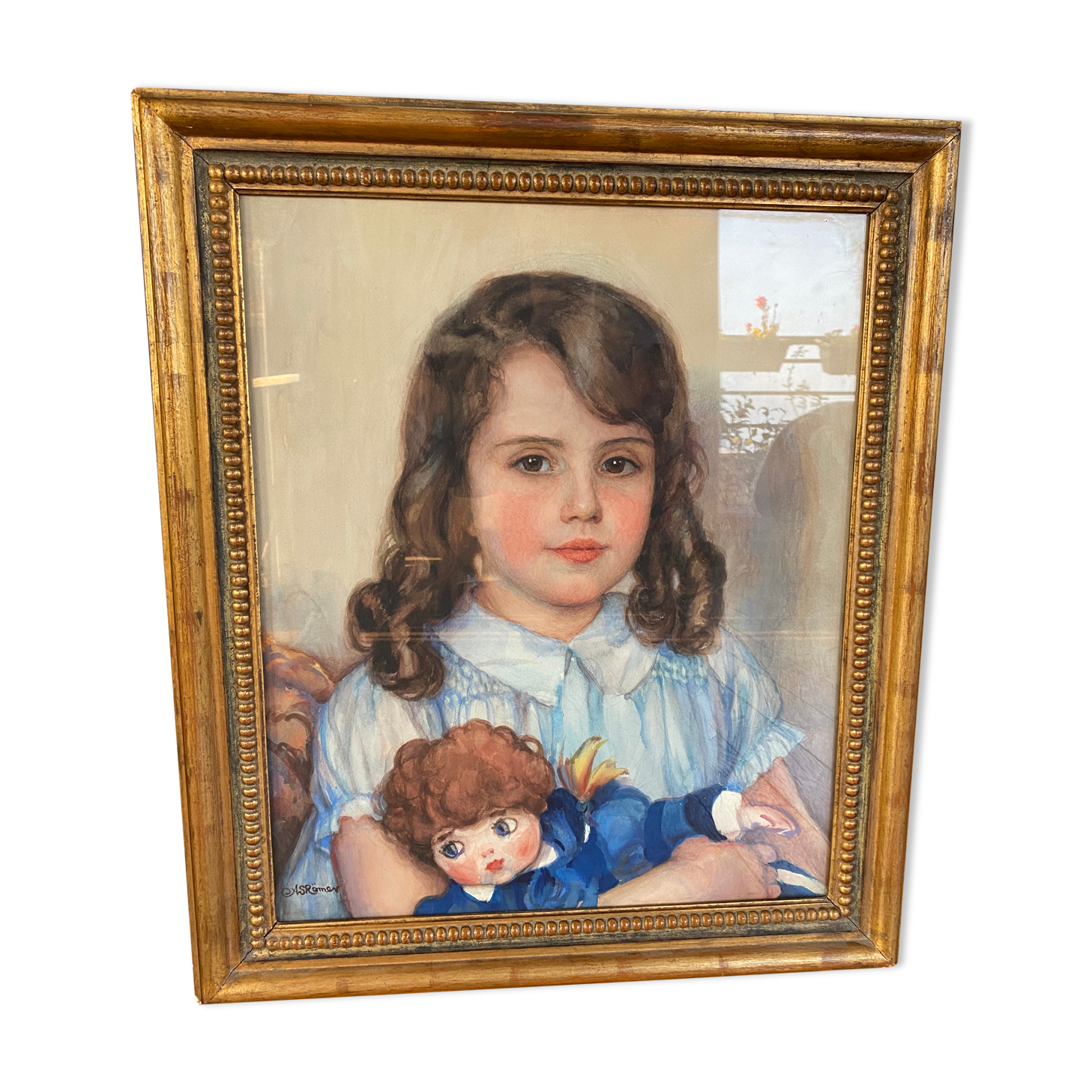 Portrait de jeune fille signé AS Romer