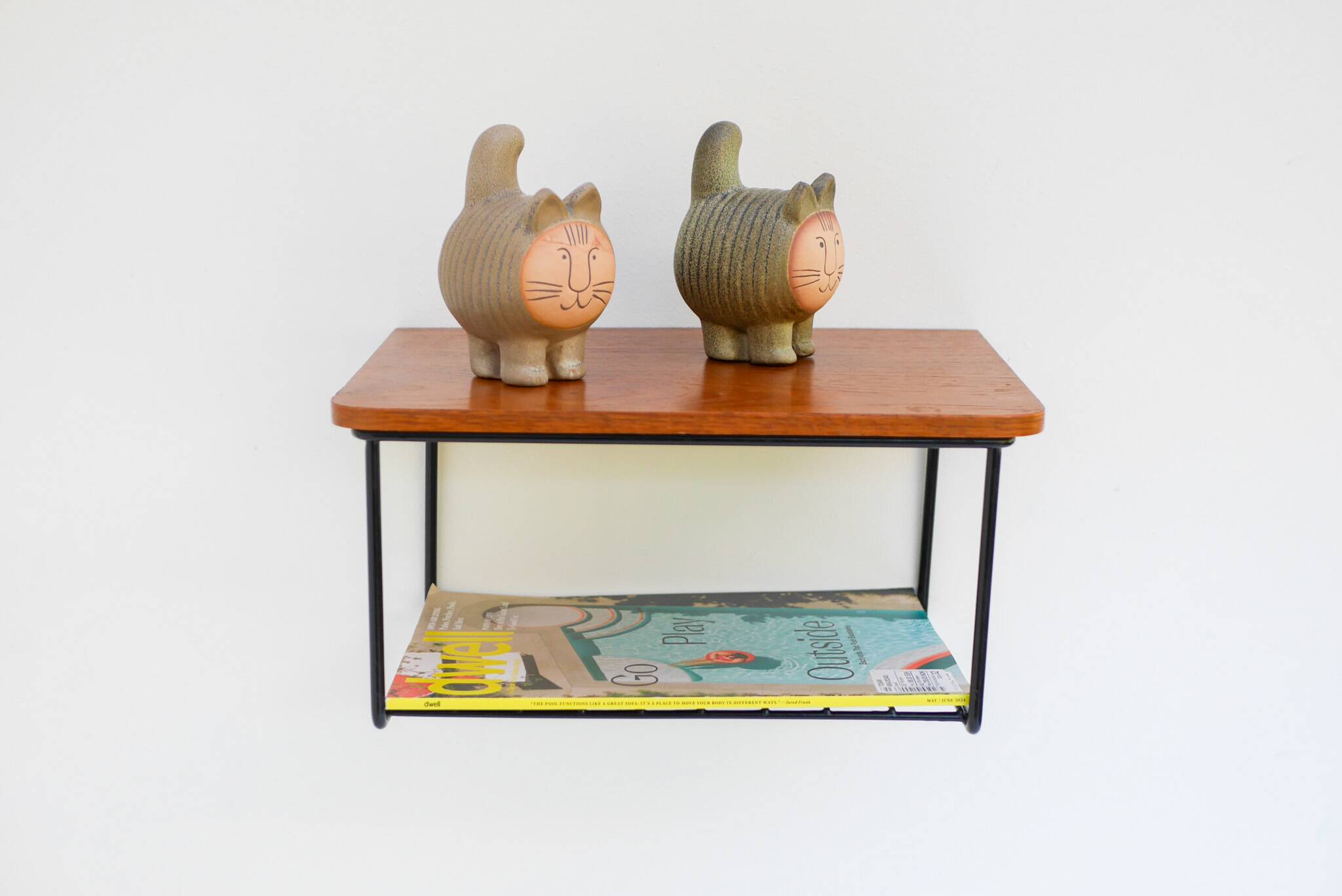 Vintage Floating Wall Shelf, Teak String Rack 60's Design