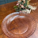 Plat rond creux Rosaline en verre rose