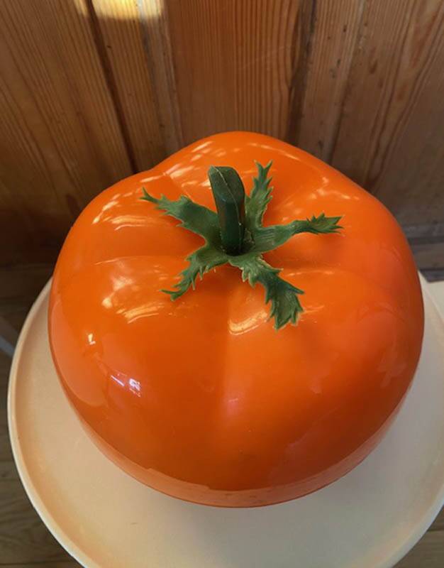 Orange tomato ice cube tray