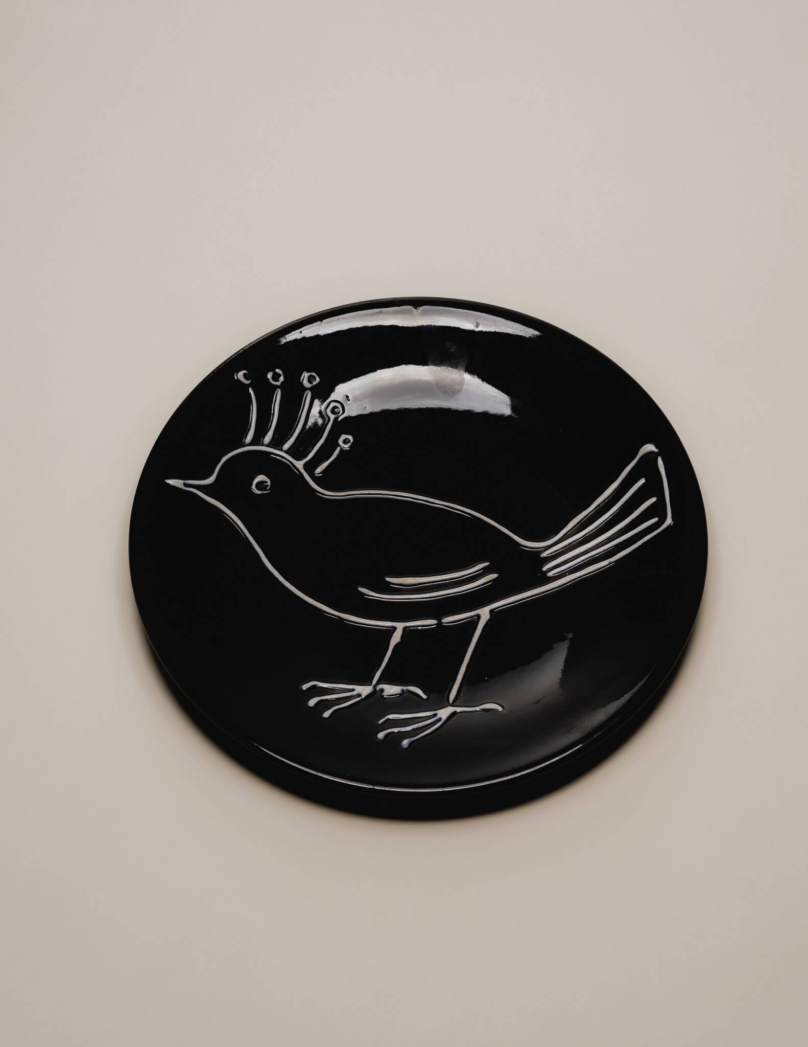 CERAMIC PLATE WITH BIRD DECOR, ROBER PICAULT, 1950s