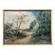 Watercolor painting by Eduard Heller (born in 1852) "Wooded Landscape in a Village"