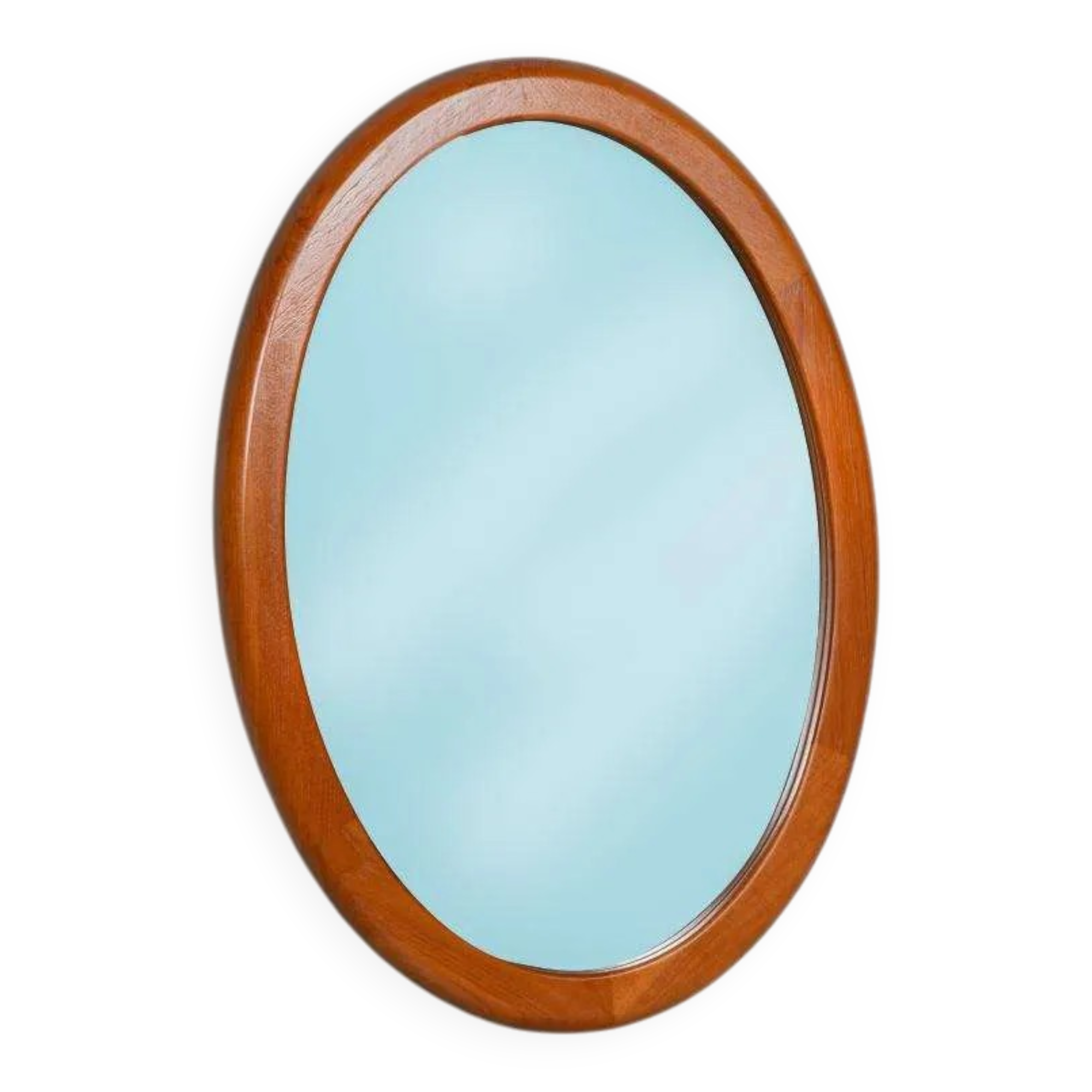 XL oval mirror vintage Danish design in teak by Christensen Silkeborg