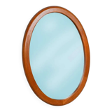XL oval mirror vintage Danish design in teak by Christensen Silkeborg