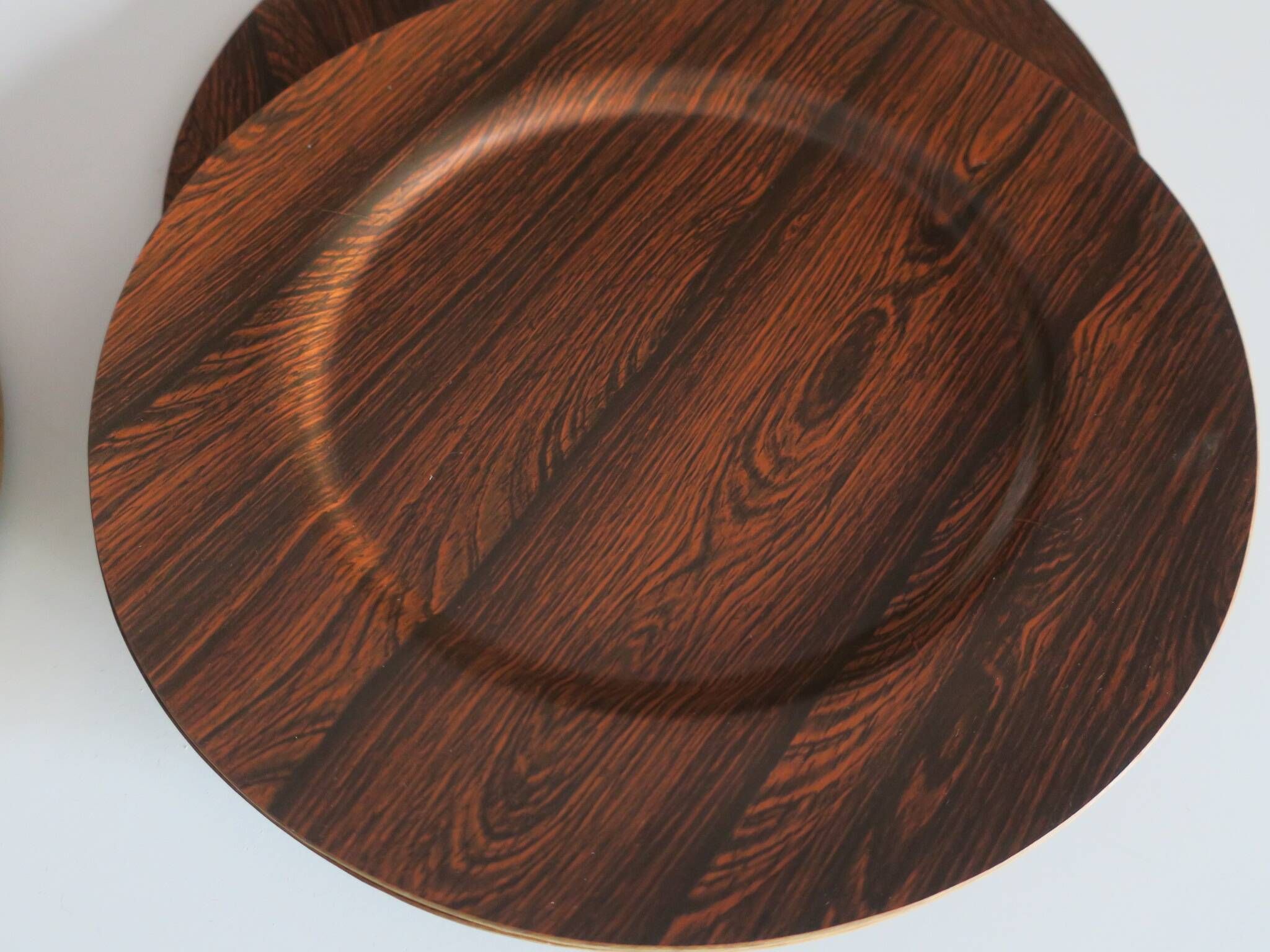 Set of 12 plywood rosewood and teak plates by Morsbak, Denmark 1960s