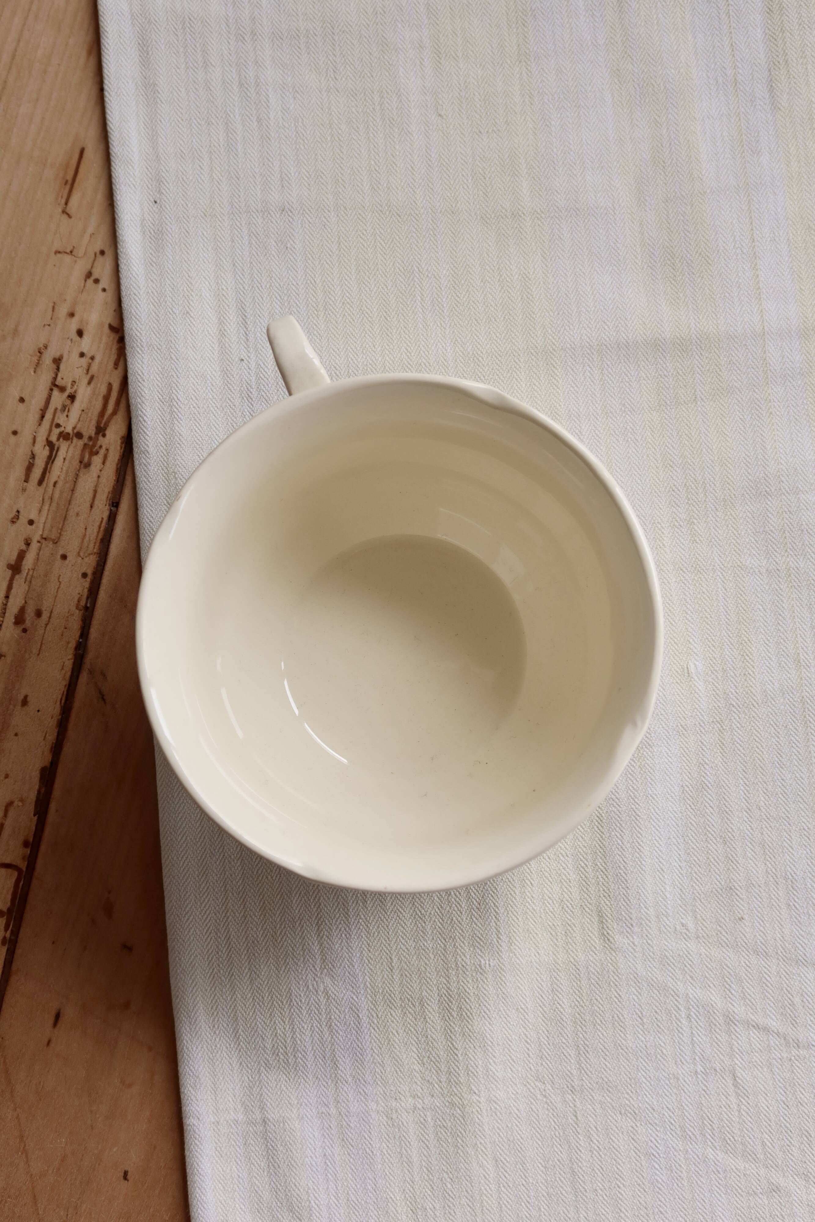 Antique ivory faience breakfast cup Sarreguemines