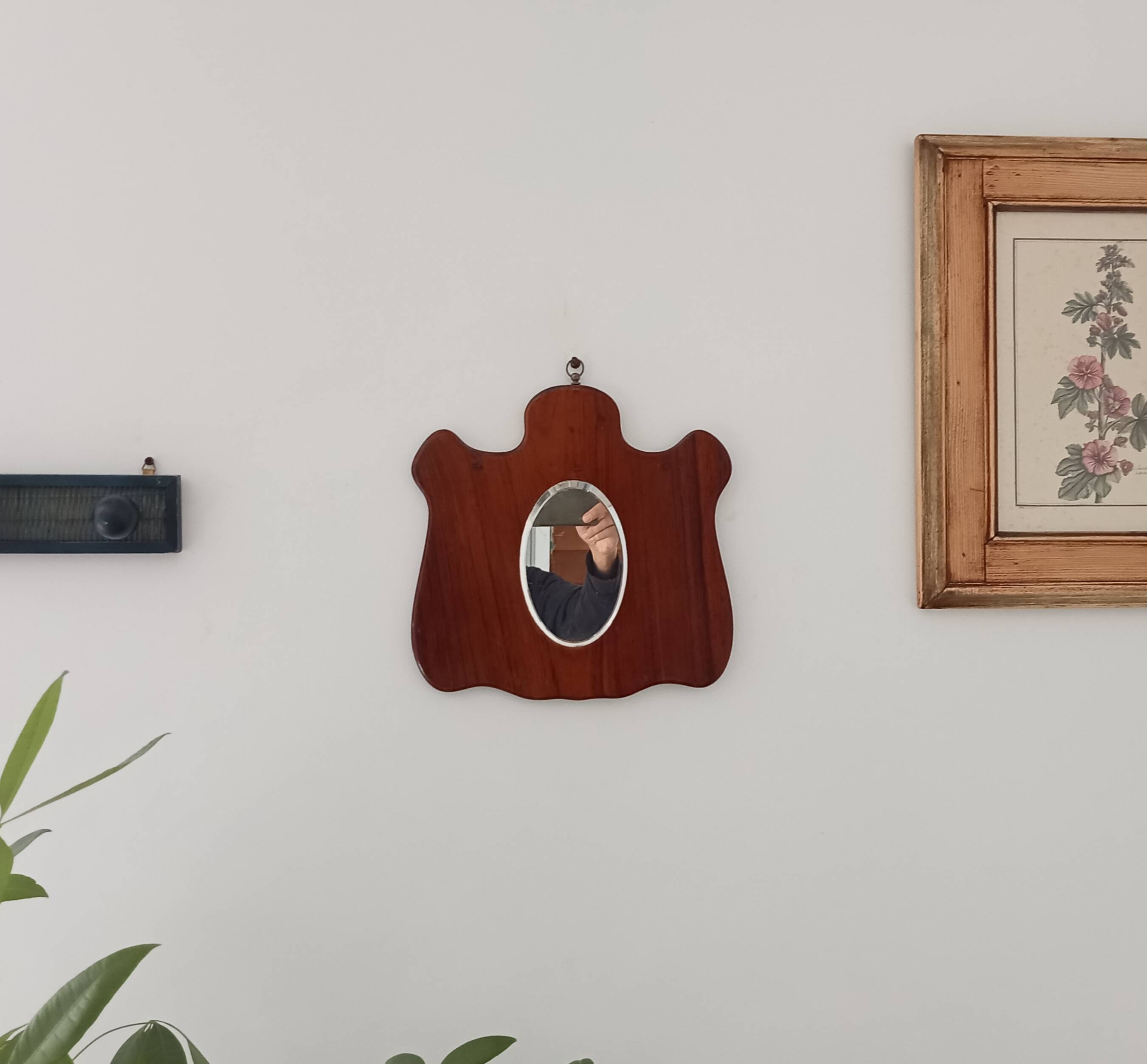 Small vintage free-form beveled mirror from the 60s