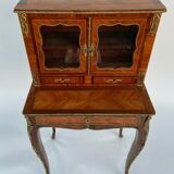 Meuble Napoléon III plaquage XIX eme style Louis XV bronze 2 portes tiroir