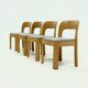 Set of 4 sculptural dining chairs in light oak, 1970s
