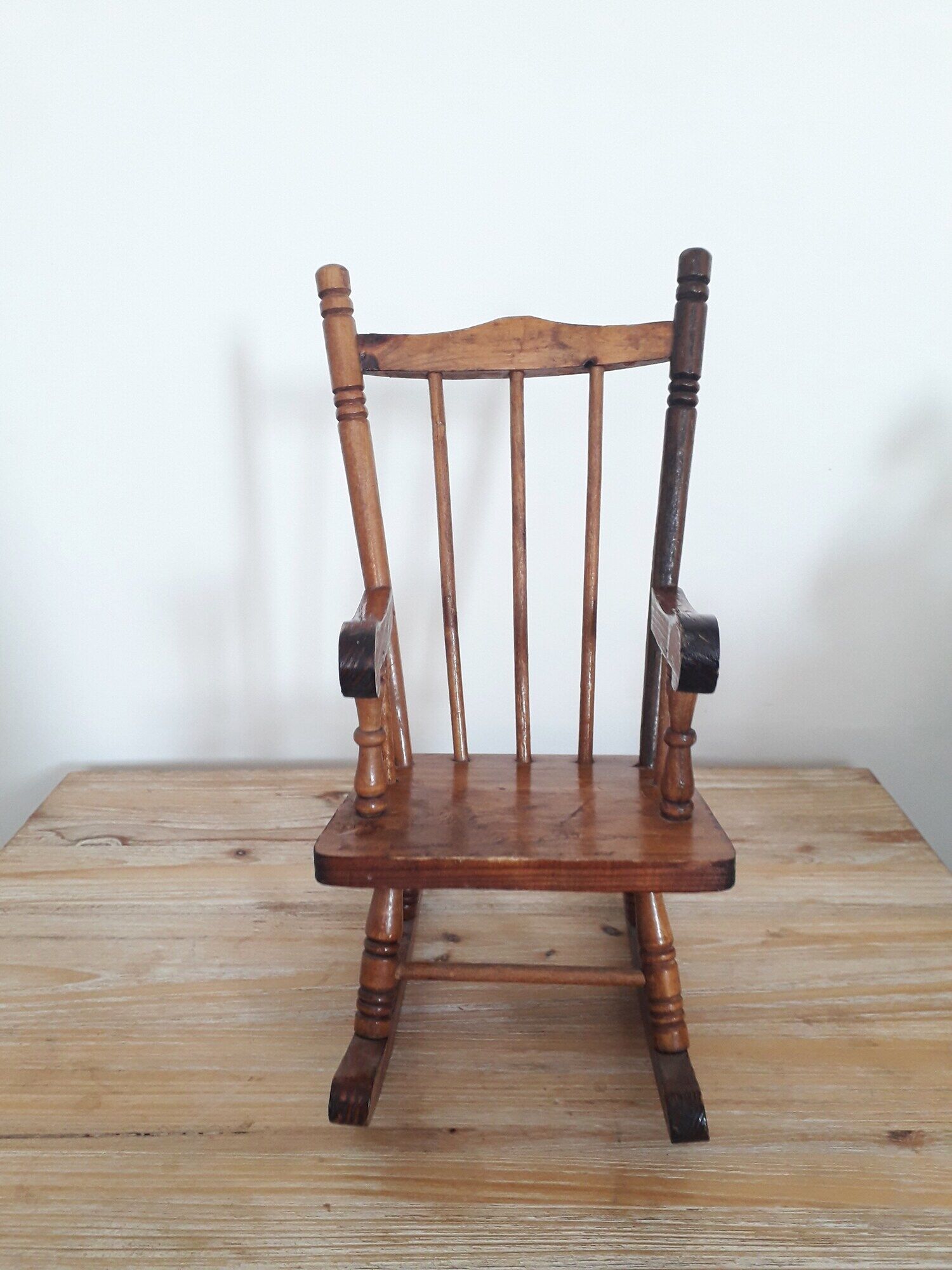 Old wooden rocking-chair for doll - 60s