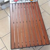 Coffee table tray teak ceramic signed MJR 60s