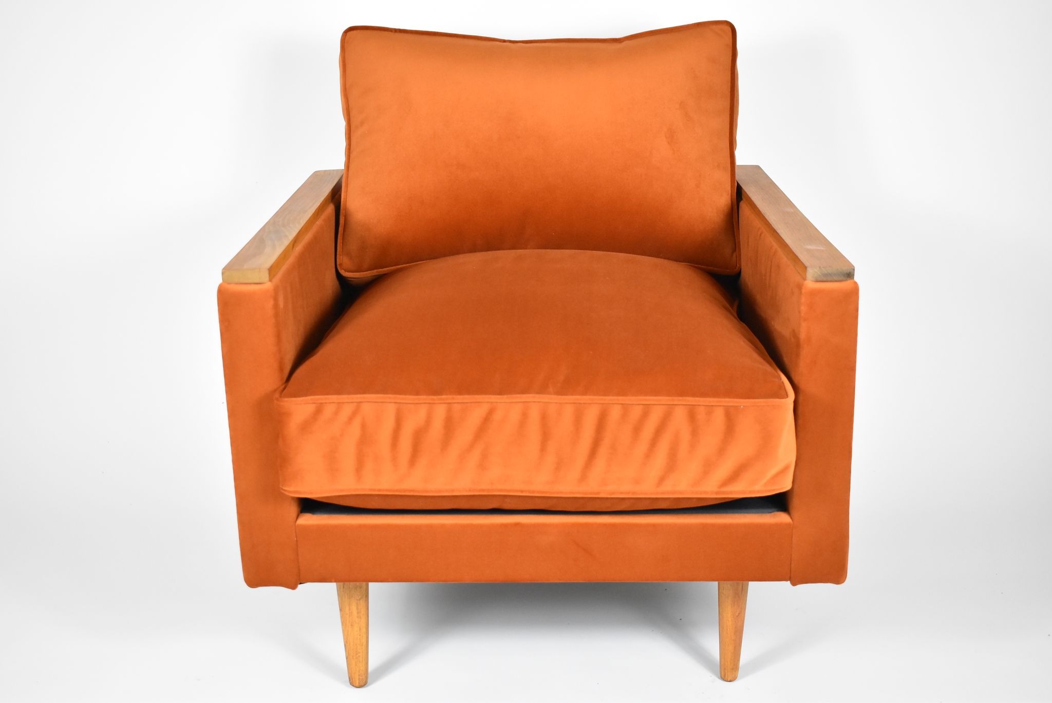 Fauteuil vintage Cube restauré, années 1970, velours roux