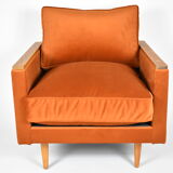 Restored vintage armchair Cube, 1970s, russet velvet