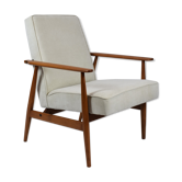 Vintage original armchair "Fox" designed by H. Lis 1970s, beige fabric, fully renovated