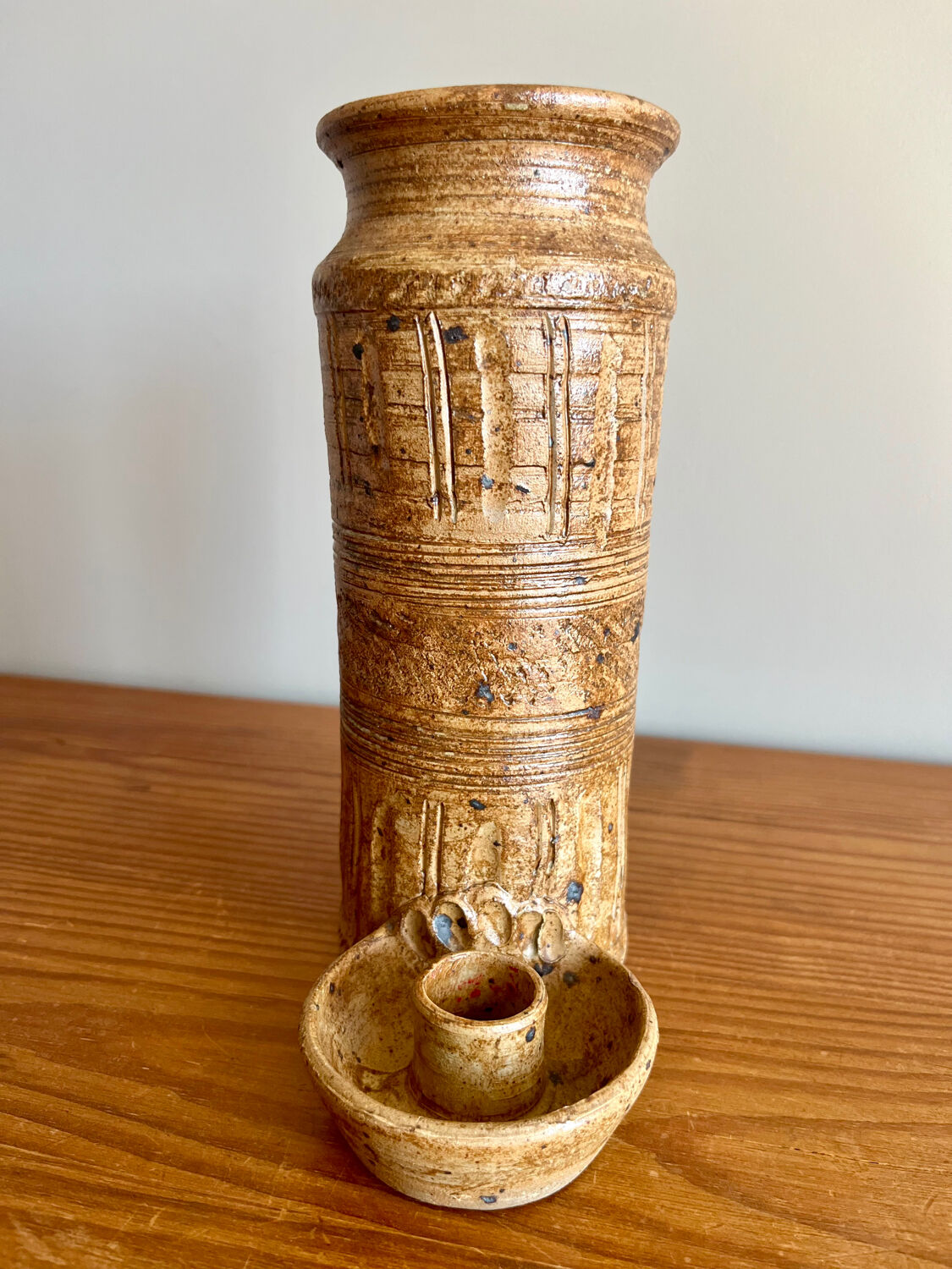 Vase / bougeoir grès vintage « La Hulotte »