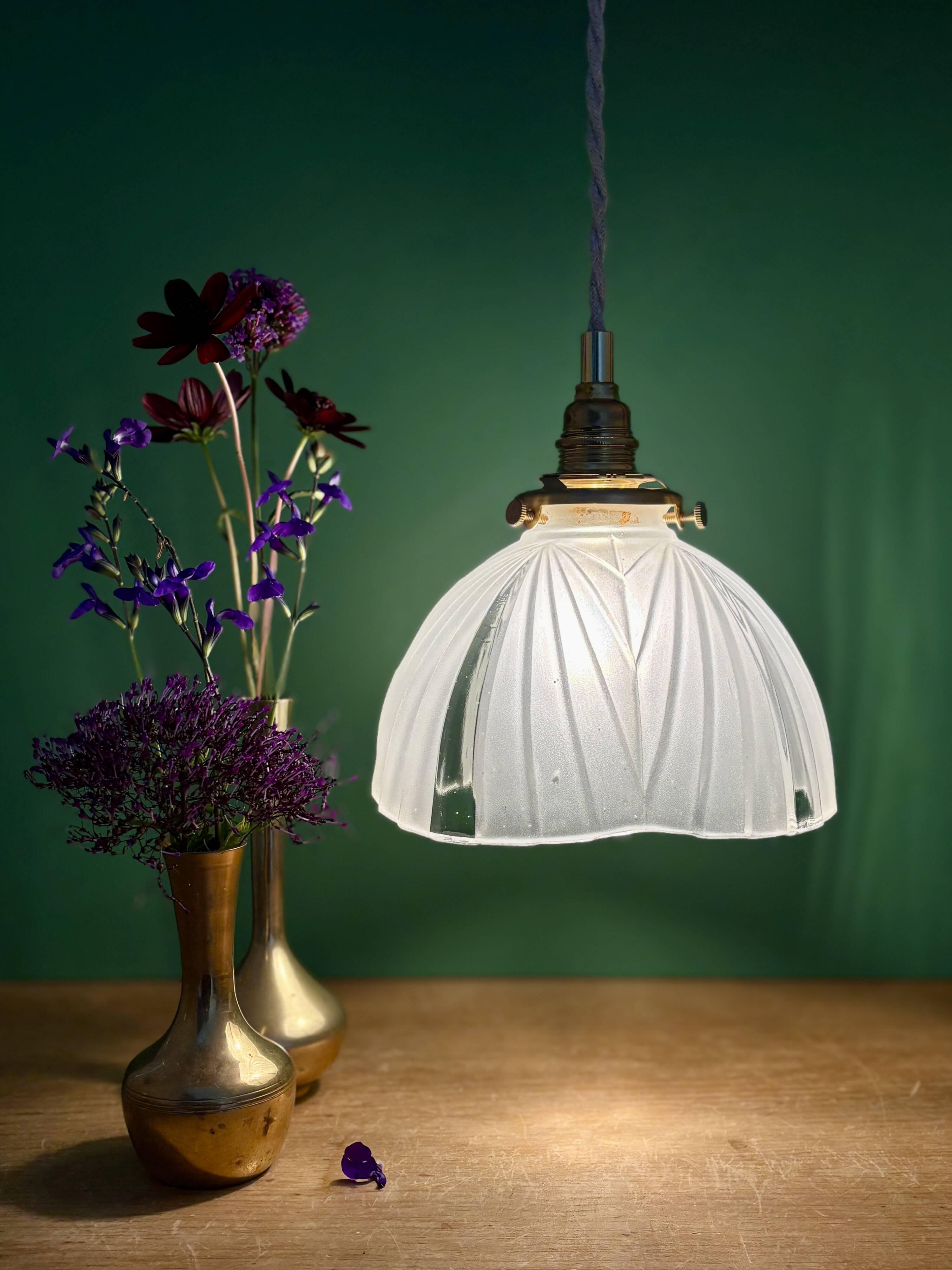 Vintage art deco frosted glass lampshade pendant light