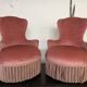 Paire de fauteuils crapaud rose poudré
