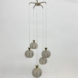 Rare pineapple design cascade hanging lamp with 5 balls by Emil Stejnar, 1950s