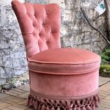 Pink velvet padded toad armchair 1970