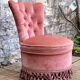 Pink velvet padded toad armchair 1970