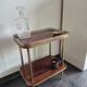 Dessert / Small side table with mahogany veneer and brass mid-century.