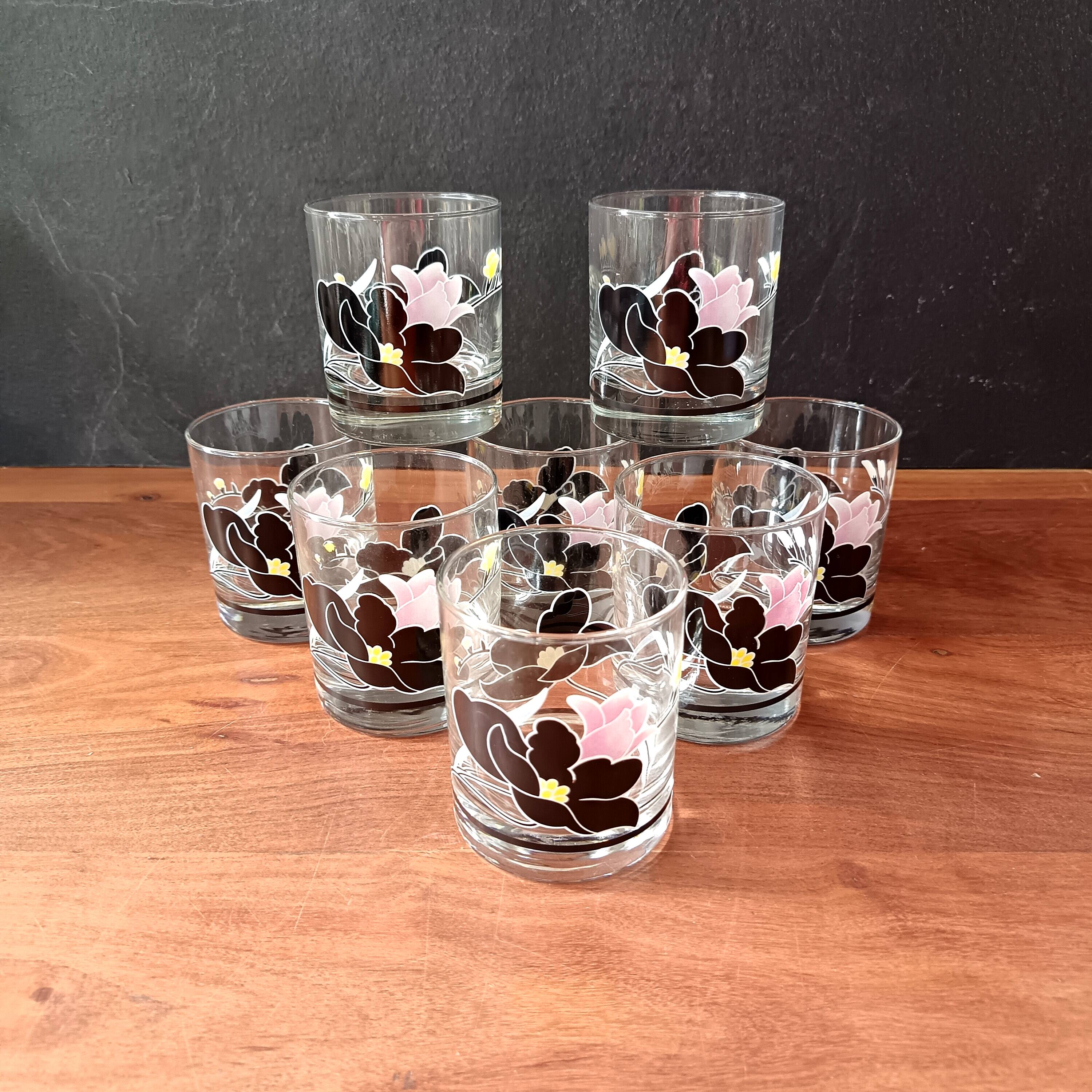 9 luminarc glasses model anaïs black rose vintage whisky glass